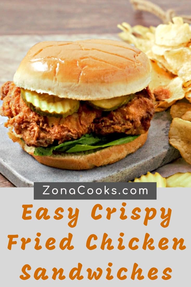a graphic of Easy Crispy Fried Chicken Sandwiches Recipe for Two