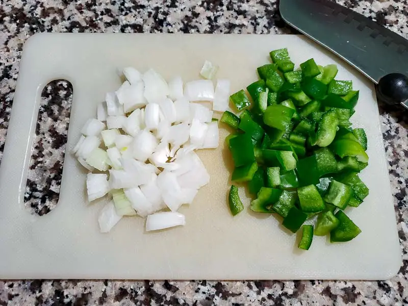 diced onion and green peppers