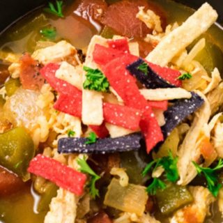 Chicken Fajita Soup in a bowl.