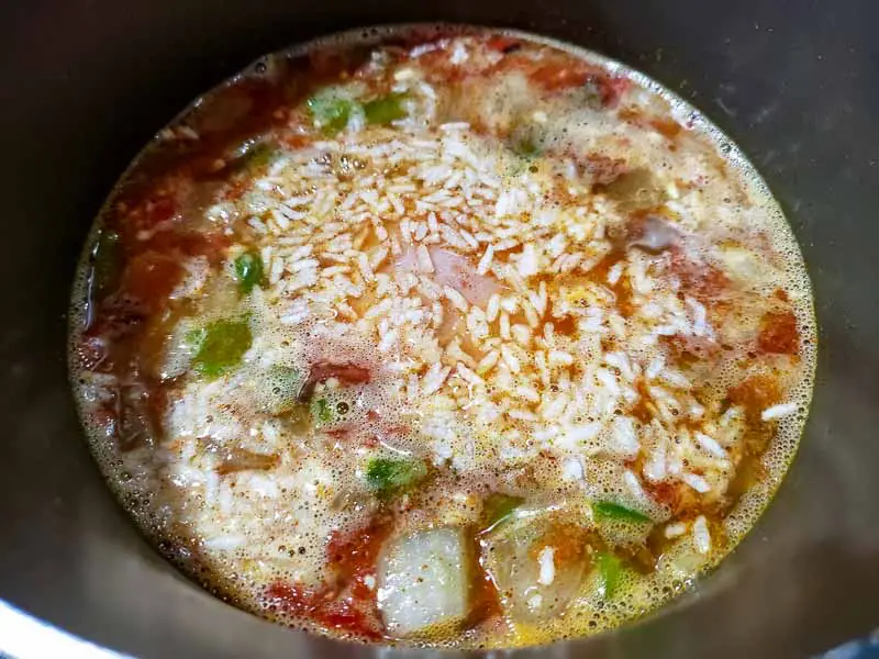 rice added to the chicken fajita soup