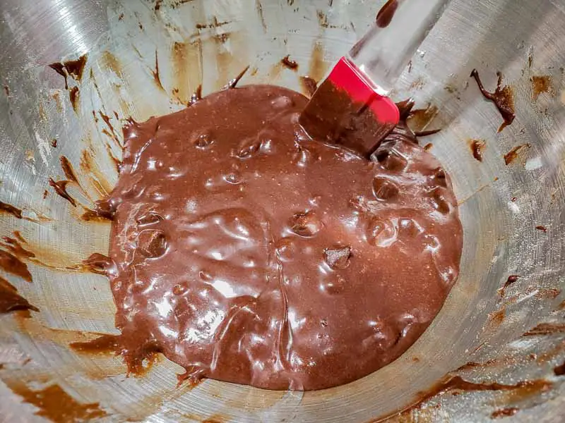 brownie batter mixed in a bowl.