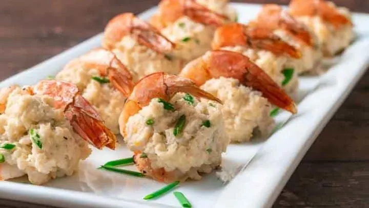 crab stuffed shrimp on a platter