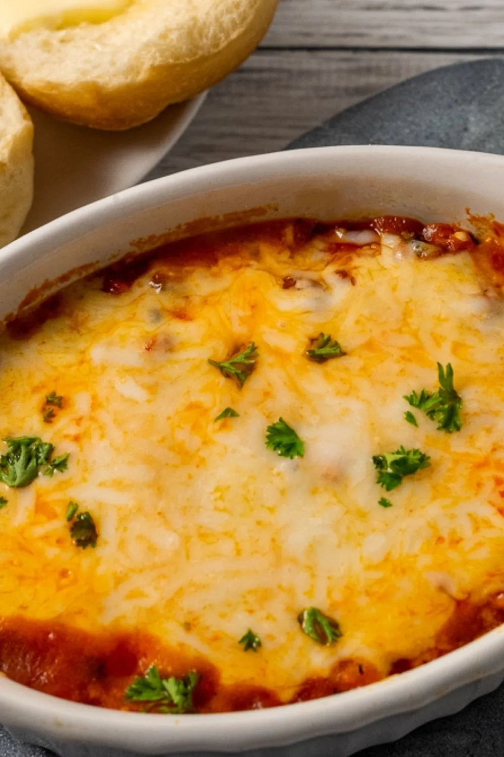Grilled Chicken and Spinach Lasagna in a casserole dish.