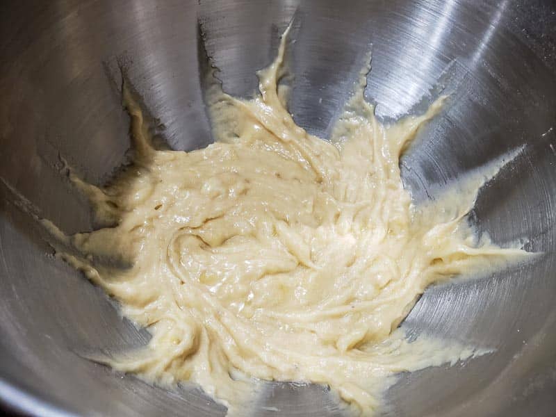 muffin batter mixed in a bowl