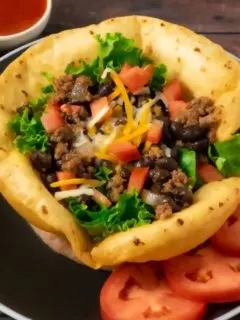 a Taco Salad in a Fried Tortilla Bowl.