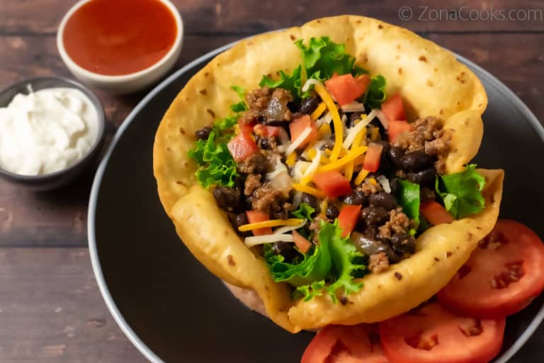 Taco Salad in Deep Fried Tortilla Bowls (20 minutes) • Zona Cooks