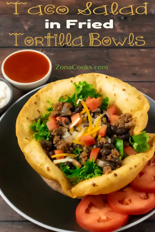 Taco Salad in Fried Tortilla Bowls