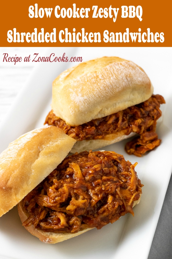 zesty bbq chicken on buns.