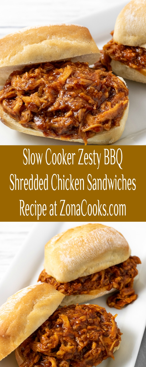 zesty bbq chicken on buns.
