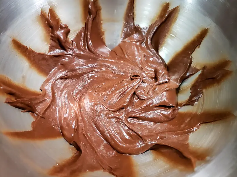 brownie pizza batter in a bowl