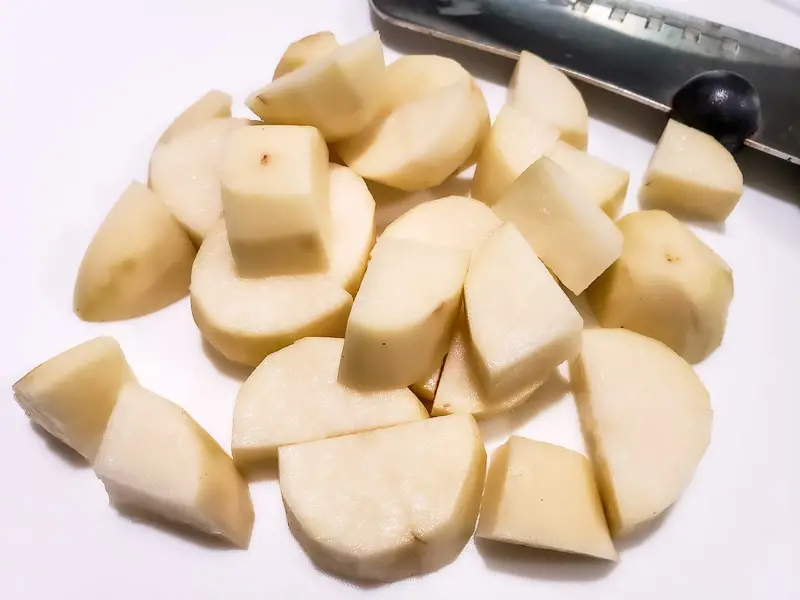potato cut into cubes.
