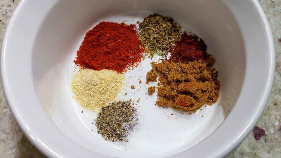 chicken taco seasonings in a bowl