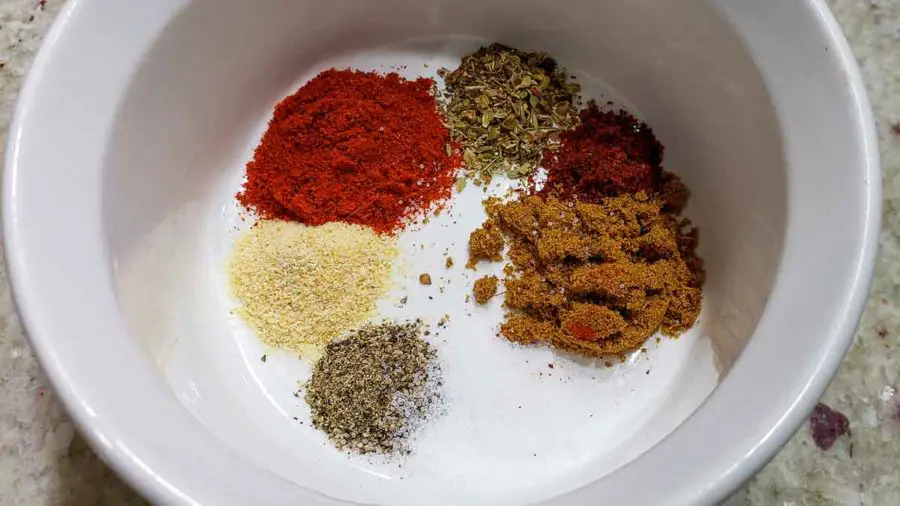chicken taco seasonings in a bowl.