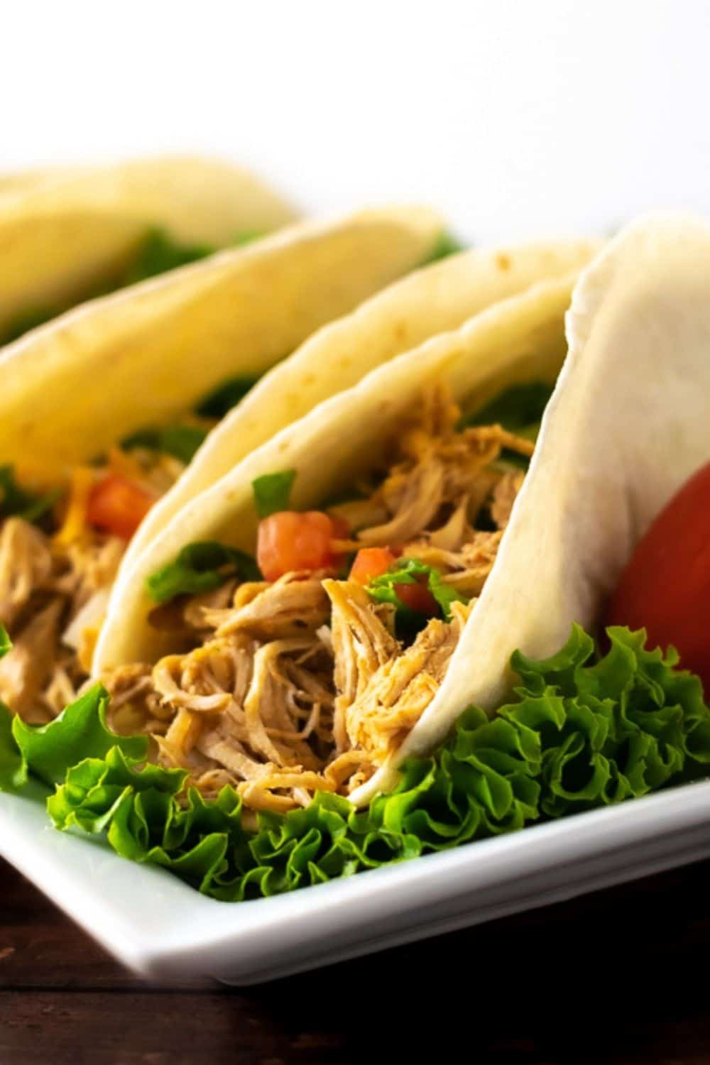 Crockpot Chicken Tacos on a plate.