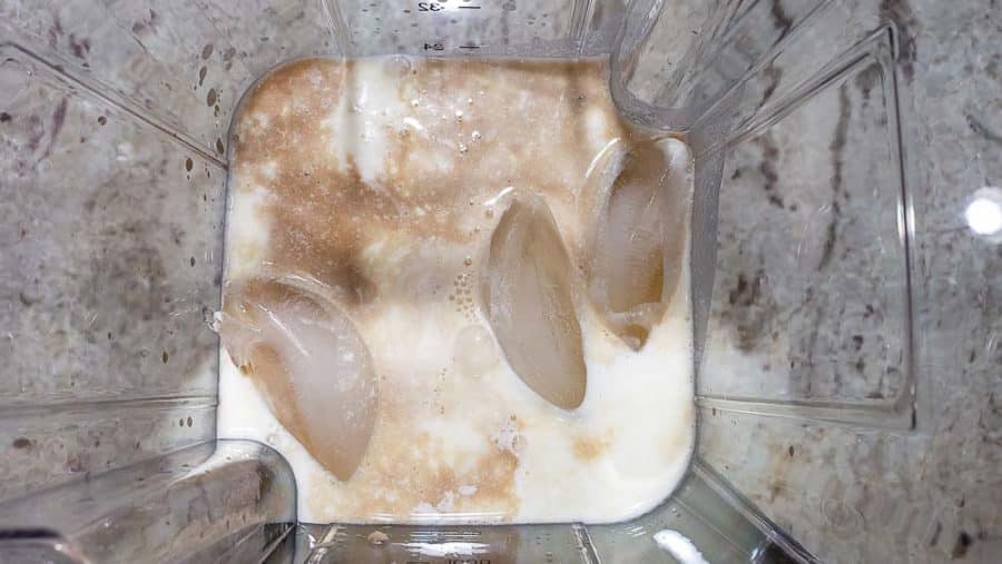 slush ingredients added to blender