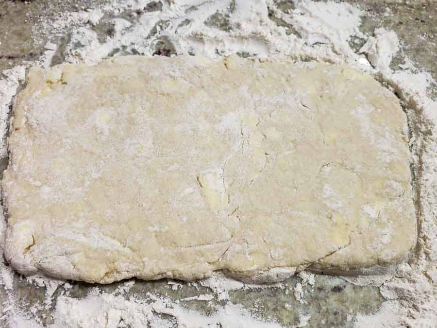 biscuit dough rolled into a rectangle