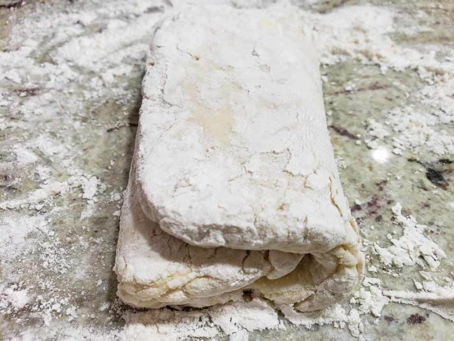 biscuit dough folded in 3rds