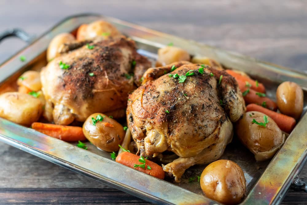 Slow Cooker Cornish Game Hens and Vegetables
