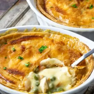 Creamy Chicken Pot Pie in individual dishes.