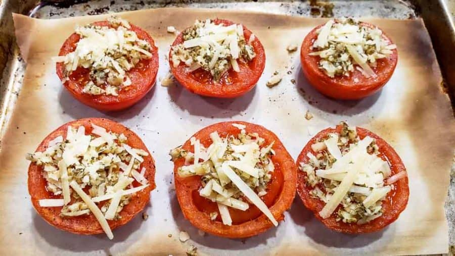 parmesan mixture on top of each half tomato