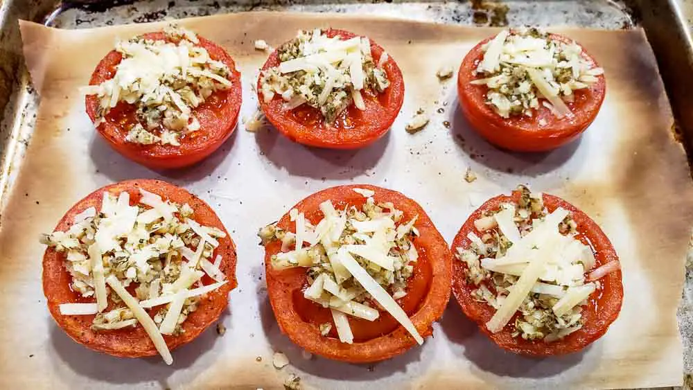 parmesan mixture on top of each half tomato
