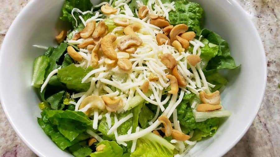cashews sprinkled over mozzarella