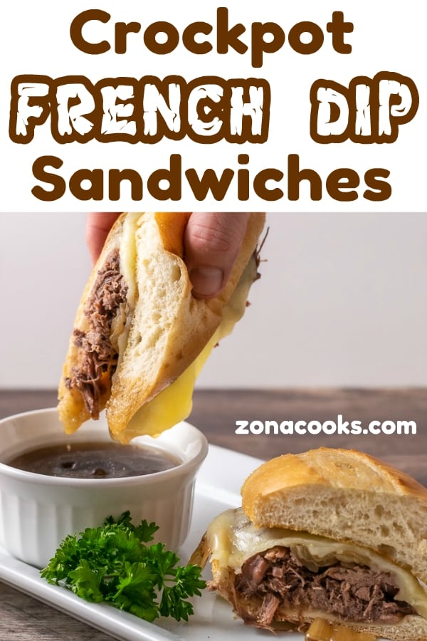 a graphic of the best slow cooker French Dip Sandwiches.