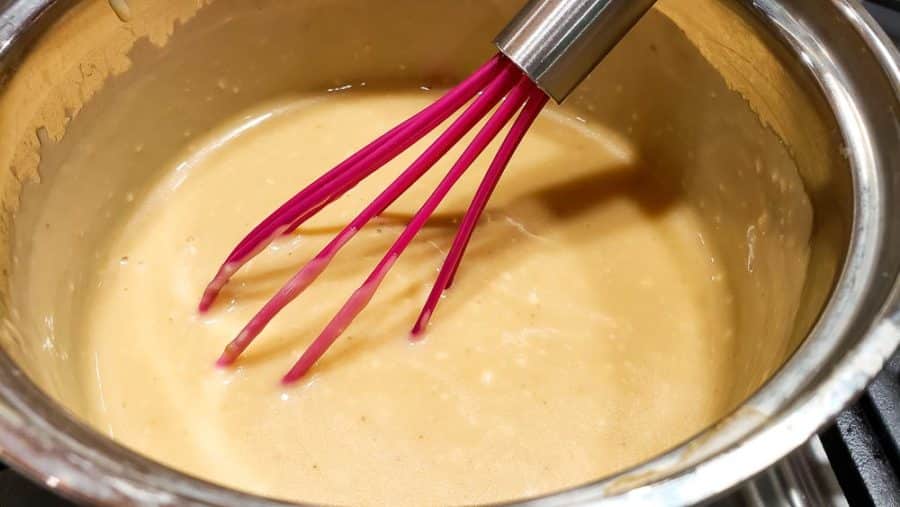 cream of chicken soup whisked into the chicken broth