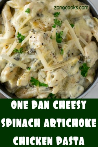 One Pan Spinach Artichoke Chicken Pasta (30 min) • Zona Cooks
