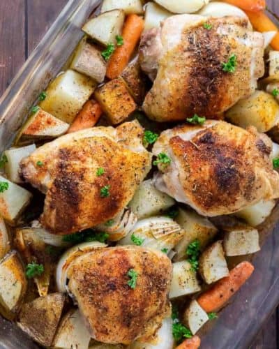 Baked Chicken Thighs with Potatoes and Carrots