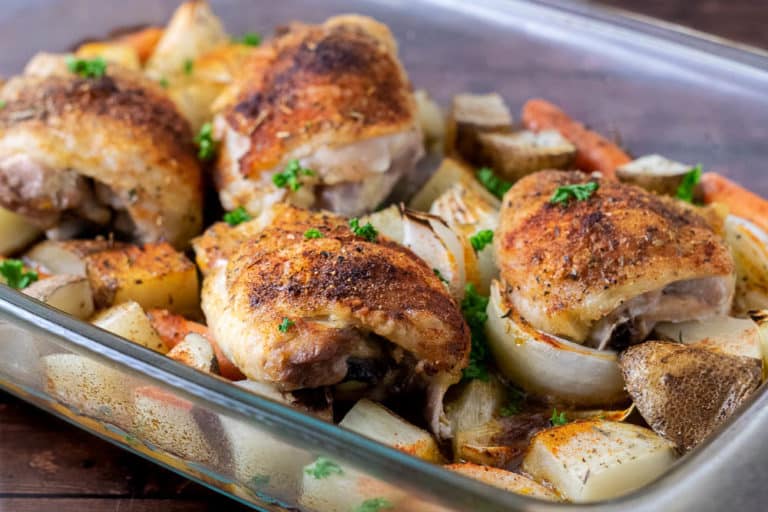 Baked Chicken Thighs with Potatoes and Carrots (Just 9 Ingredients