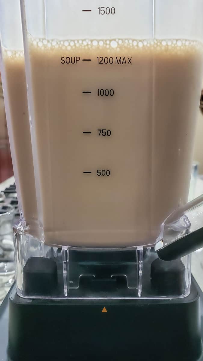 a blender with blended Arby's copycat Jamocha shake mixture inside.