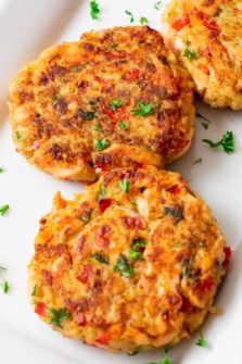 Salmon Patties on a plate.