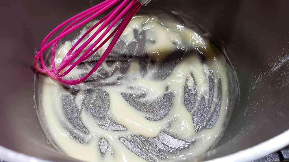 flour and butter whisked in a pan