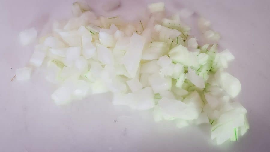 onions diced fine on a cutting board