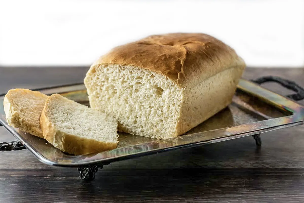Soft White Bread (Single Loaf) on a platter.