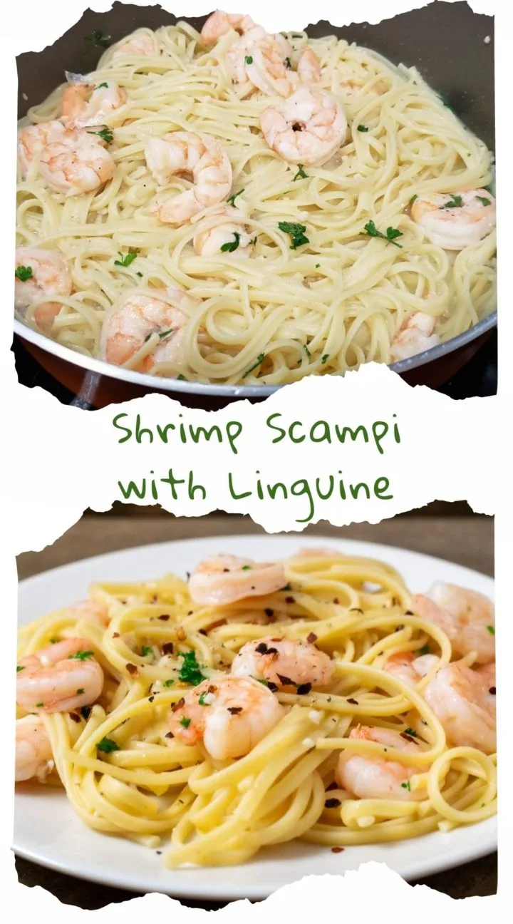 shrimp scampi without wine on a plate..