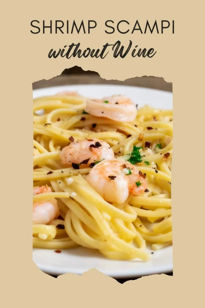 shrimp scampi without wine on a plate..