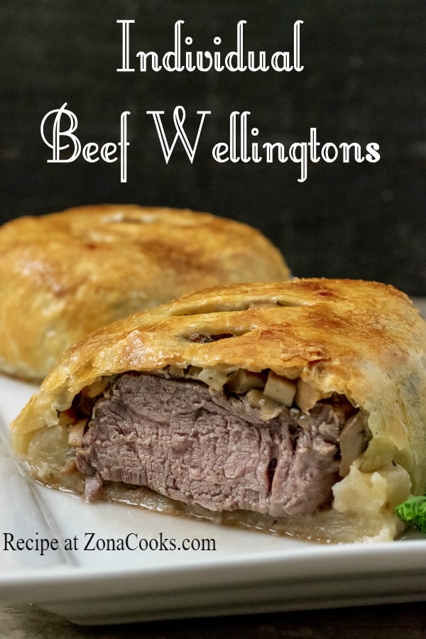 a graphic of Best Individual Beef Wellingtons dinner for two cut open front view.