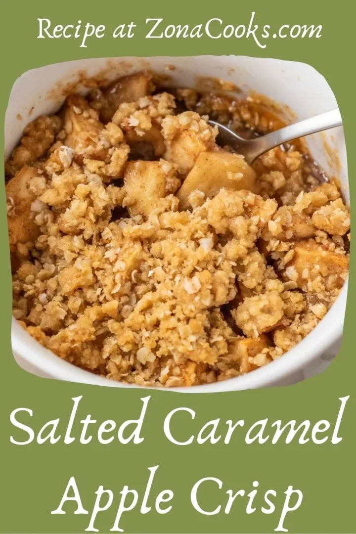 best Salted Caramel Apple Crispin a dish with a spoon.