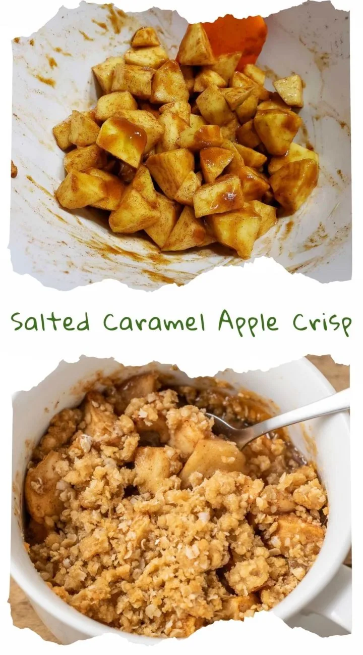 best Salted Caramel Apple Crispin a dish with a spoon.