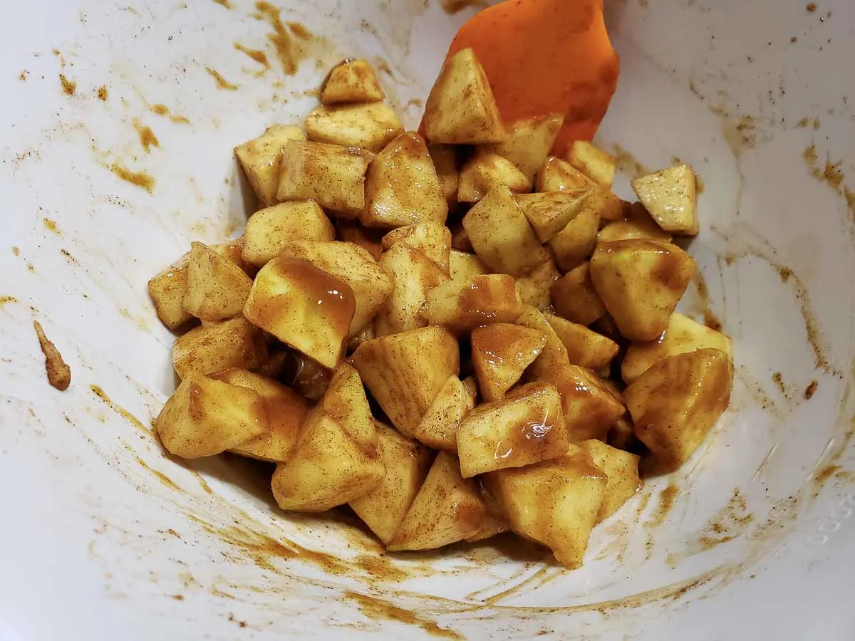 apple filling mixed in a bowl.