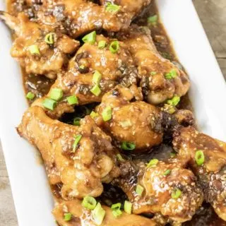 a platter full of Baked Asian Sticky Chicken Wings