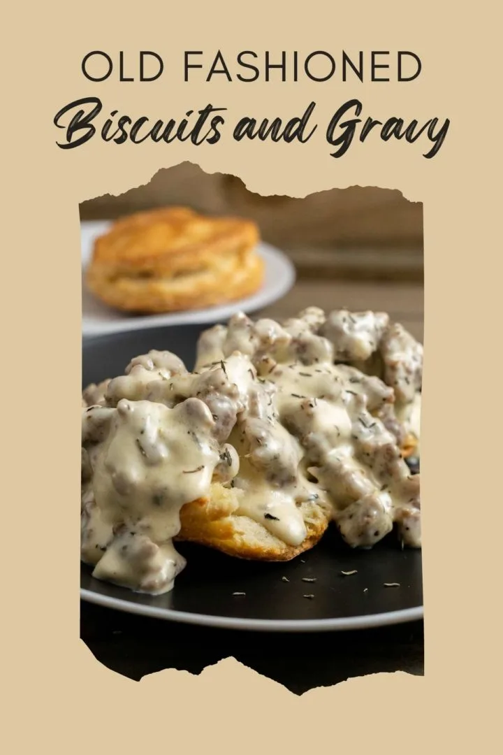 Biscuits and Gravy on a plate.