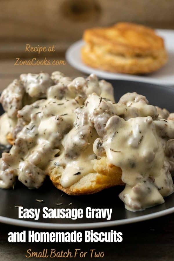 Biscuits and Gravy on a plate.