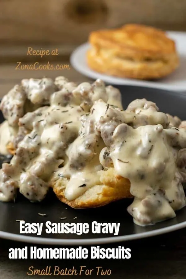 Biscuits and Gravy on a plate.