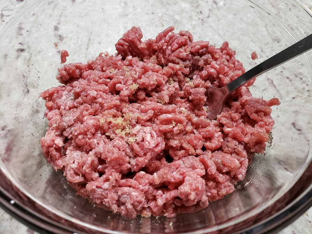 ground beef mixture in a bowl.