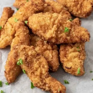 a stack of fried chicken tenders