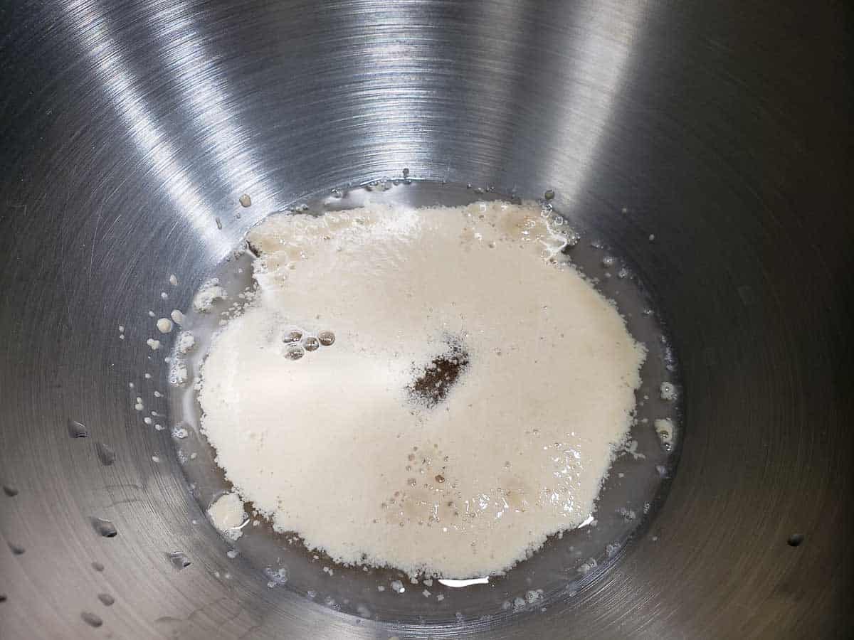 yeast activating in water and sugar.