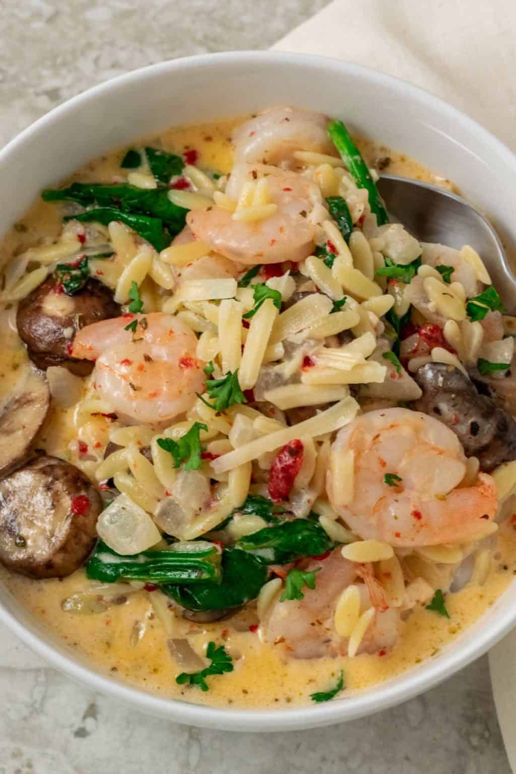 Garlic Orzo Tuscan Shrimp for Two (20 min) • Zona Cooks